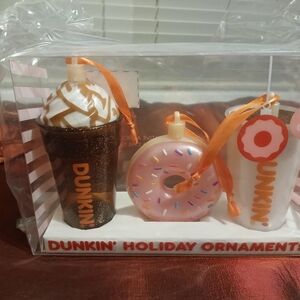 2024 Limited Edition Dunkin Set of Three Christmas Ornaments NEW